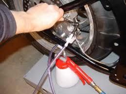 Mechanic changing brake fluid