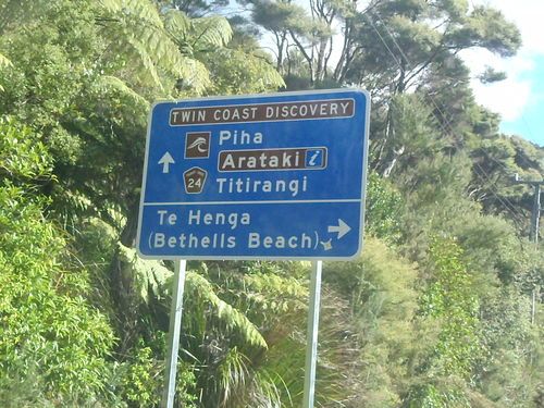 West of Auckland City in the Waitakere Ranges ,take the right turn to Bethalls